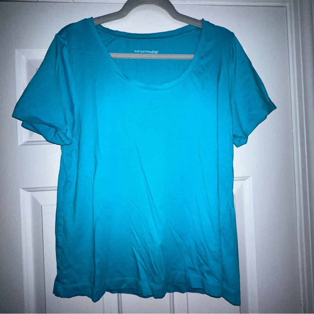 Soft Surroundings turquoise blue tee shirt size Large